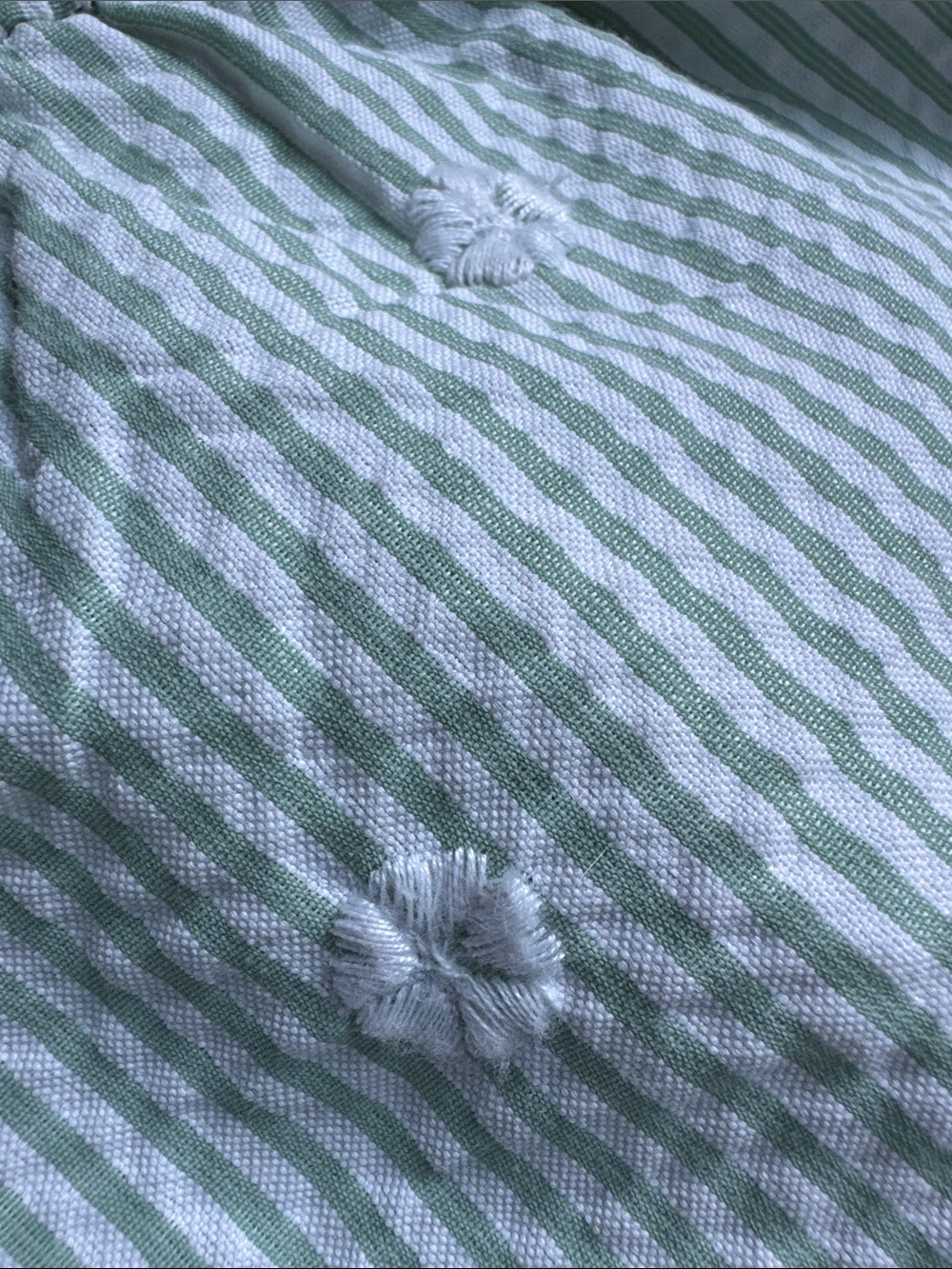 🆕 Light Green and White Striped Seersucker Maxi Dress w/embroidered Flowers - Picture 12 of 12